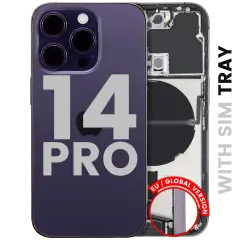 Back Housing W/ Charging Port Flex & Small Parts  For iPhone 14 Pro (EU / Global Version) (Used OEM Pull: Grade A) (Deep Purple)
