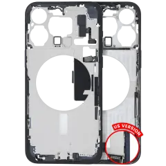 Mid-Frame Housing  W/ Charging Port Flex & Small Parts  For iPhone 15 Pro Max (US Version) (Used OEM Pull: Grade B) (Blue Titanium)