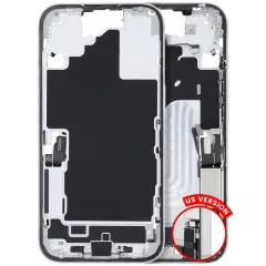 Mid-Frame Housing  W/ Charging Port Flex & Small Parts  For iPhone 16 (US Version) (Used OEM Pull: Grade C) (White)