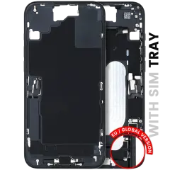 Mid-Frame Housing W/ Charging Port Flex & Small Parts For iPhone 16 Plus (EU / Global Version) (Used OEM Pull: Grade A) (Black)