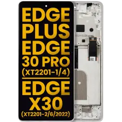 OLED Assembly With Frame For Motorola Moto Edge Plus / Edge 30 Pro (XT2201-1/4) / Edge X30 5G (XT2201-2/6 /2022) (Refurbished) (Stardust White)