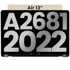 Complete LCD Display Assembly For MacBook Air 13" (A2681 / Mid 2022) (Used OEM Pull: Grade A) (Starlight)