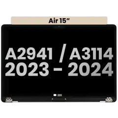 Complete LCD Display Assembly For MacBook Air 15" (A2941 / Mid 2023) / Air 15" (A3114 / Mid 2024) (Used OEM Pull: Grade A) (Starlight)