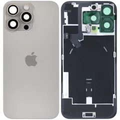 Back Glass With MagSafe Magnet, NFC & Flashlight Flex Cable For iPhone 16 Pro Max (Genuine OEM) (Natural Titanium)