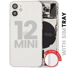 Back Housing W/ Small Parts For iPhone 12 Mini (EU / Global Version) (Used OEM Pull: Grade A) (White)