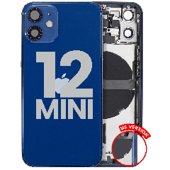 Back Housing W/ Small Parts For iPhone 12 Mini (US Version) (Used OEM Pull: Grade C) (Blue)