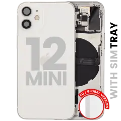Back Housing W/ Small Parts For iPhone 12 Mini (EU / Global Version) (Used OEM Pull: Grade C) (White)