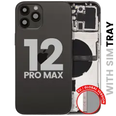 Back Housing W/ Small Parts For iPhone 12 Pro Max (EU / Global Version) (Used OEM Pull: Grade C) (Graphite)