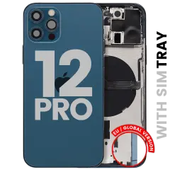 Back Housing W/ Small Parts For iPhone 12 Pro (EU / Global Version) (Used OEM Pull: Grade B) (Pacific Blue)