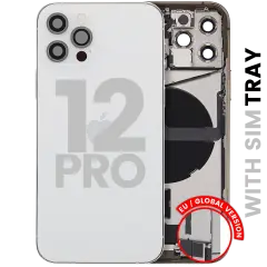 Back Housing W/ Charging Port Flex & Small Parts For iPhone 12 Pro (EU / Global Version) (Used OEM Pull: Grade C) (Silver)