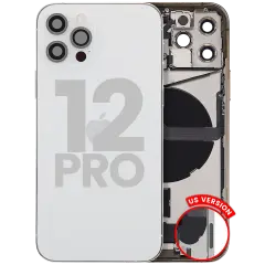 Back Housing W/ Charging Port Flex & Small Parts  For iPhone 12 Pro (US Version) (Used OEM Pull: Grade A) (Silver)