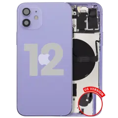 Back Housing W/ Small Parts For iPhone 12 (US Version) (Used OEM Pull: Grade C) (Purple)