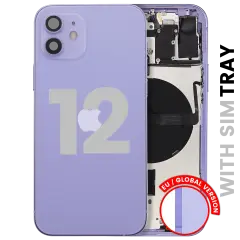 Back Housing W/ Small Parts For iPhone 12 (EU / Global Version) (Used OEM Pull: Grade C) (Purple)