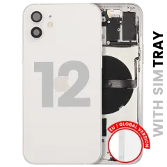 Back Housing W/ Small Parts For iPhone 12 (EU / Global Version) (Used OEM Pull: Grade C) (White)