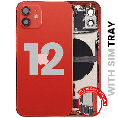 Back Housing W/ Charging Port Flex & Small Parts For iPhone 12 (EU / Global Version) (Used OEM Pull: Grade A) (Red)