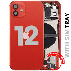 Back Housing W/ Charging Port Flex & Small Parts  For iPhone 12 (EU / Global Version) (Used OEM Pull: Grade C) (Red)
