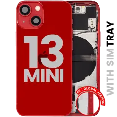 Back Housing W/ Small Parts For iPhone 13 Mini (EU / Global Version) (Used OEM Pull: Grade C) (Red)