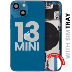 Back Housing W/ Small Parts For iPhone 13 Mini (EU / Global Version) (Used OEM Pull: Grade C) (Blue)