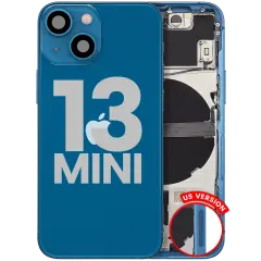 Back Housing W/ Small Parts For iPhone 13 Mini (US Version) (Used OEM Pull: Grade C) (Blue)