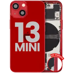 Back Housing W/ Small Parts For iPhone 13 Mini (US Version) (Used OEM Pull: Grade C) (Red)