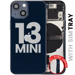 Back Housing W/ Small Parts For iPhone 13 Mini (EU / Global Version) (Used OEM Pull: Grade B) (Midnight)