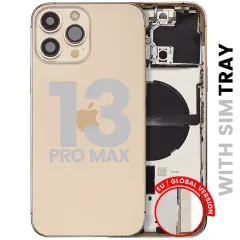 Back Housing W/ Small Parts For iPhone 13 Pro Max (EU / Global Version) (Used OEM Pull: Grade B) (Gold)