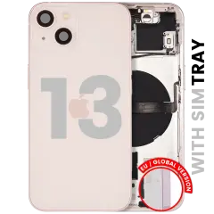 Back Housing W/ Small Parts For iPhone 13 (EU / Global Version) (Used OEM Pull: Grade C) (Pink)