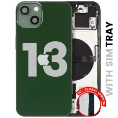 Back Housing W/ Small Parts For iPhone 13 (EU / Global Version) (Used OEM Pull: Grade A) (Green)
