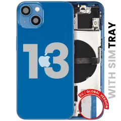 Back Housing W/ Small Parts For iPhone 13 (EU / Global Version) (Used OEM Pull: Grade C) (Blue)