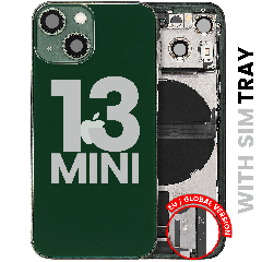 Back Housing W/ Charging Port Flex & Small Parts For iPhone 13 Mini (EU / Global Version) (Used OEM Pull: Grade B) (Green)
