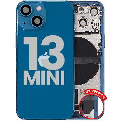 Back Housing W/ Charging Port Flex & Small Parts For iPhone 13 Mini (US Version) (Used OEM Pull: Grade A) (Blue)