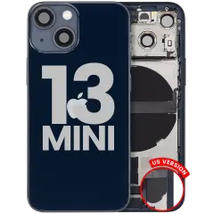 Back Housing W/ Charging Port Flex & Small Parts For iPhone 13 Mini (US Version) (Used OEM Pull: Grade A) (Midnight)