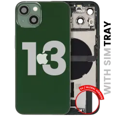 Back Housing W/ Charging Port Flex & Small Parts For iPhone 13 (EU / Global Version) (Used OEM Pull: Grade A) (Green)