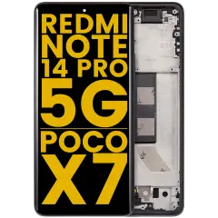 OLED Assembly With Frame For Xiaomi Redmi Note 14 Pro 5G / Xiaomi Poco X7 (Refurbished) (Midnight Black)