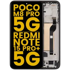 OLED Assembly With Frame For Xiaomi Poco M8 Pro 5G / Redmi Note 15 Pro+ 5G (Refurbished) (Black)