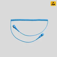 Premium 1.8m Coil Cord (10mm) Snap Both Ends Grounding Cable for Wrist Straps & Electronics Repair (ESD-Safe) (Blue)