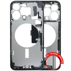 Mid-Frame Housing W/ Charging Port Flex & Small Parts For iPhone 15 Pro Max (EU / Global Version) (Used OEM Pull: Grade B) (Blue Titanium)