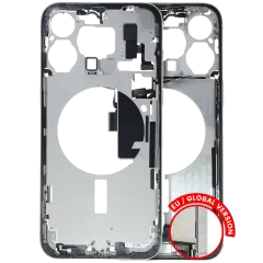 Mid-Frame Housing W/ Charging Port Flex & Small Parts For iPhone 15 Pro Max (EU / Global Version) (Used OEM Pull: Grade C) (White Titanium)