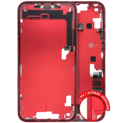 Mid-Frame Housing W/ Charging Port Flex & Small Parts For iPhone 14 Plus (EU / Global Version) (Used OEM Pull: Grade C) (Red)