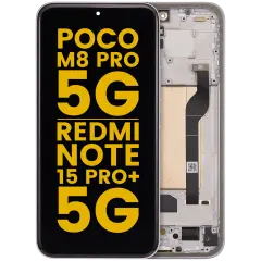 OLED Assembly With Frame For Xiaomi Poco M8 Pro 5G / Redmi Note 15 Pro+ 5G (Refurbished) (Silver)
