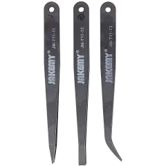 Anti-Static Heat Resistant Flat Pointed Curved Tweezers 3 Piece Set (JM-T11) (Jakemy)