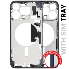 Mid-Frame Housing W/ Small Parts For iPhone 15 Pro Max (EU / Global Version) (Used OEM Pull: Grade C) (Blue Titanium)