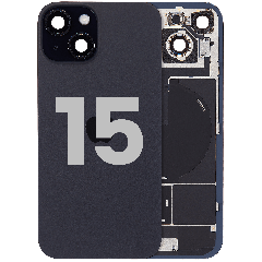 Back Glass w/ MagSafe Magnet & NFC & Flashlight Flex For iPhone 15 (Used OEM Pull: Grade B) (Black)