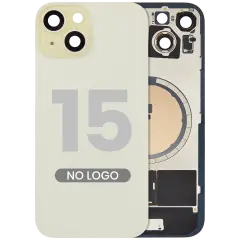 Back Glass w/ MagSafe Magnet For iPhone 15 (Aftermarket)  (No Logo) (Yellow)
