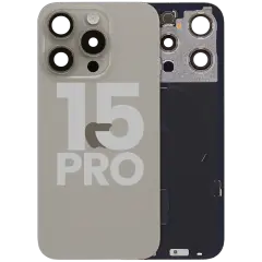 Back Glass w/ MagSafe Magnet & NFC & Flashlight Flex For iPhone 15 Pro (Used OEM Pull: Grade C) (Natural Titanium)