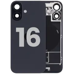 Back Glass w/ MagSafe Magnet & NFC & Flashlight Flex For iPhone 16 (Used OEM Pull: Grade A) (Black)