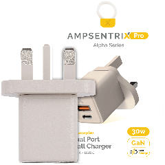 AmpSentrix 30W 2-in-1 USB-C / USB-A Wall Adapter (220V / UK Plug) (Desert Titanium)