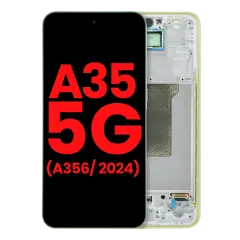 OLED Assembly With Frame For Samsung Galaxy A35 5G (A356 / 2024) (Aftermarket Plus) (Lemon)