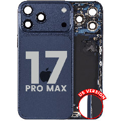 Back Housing W/ Charging Port Flex & Small Parts Compatible For iPhone 17 Pro Max (US Version) (Used OEM Pull: Grade A) (Deep Blue)