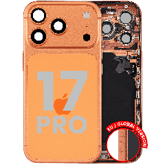 Back Housing W/ Charging Port Flex & Small Parts Compatible For iPhone 17 Pro (EU / Global Version) (Used OEM Pull: Grade A) (Cosmic Orange)